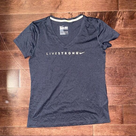 Nike Legend V-Neck Short Sleeved Shirt size Small Black live strong - Picture 1 of 2
